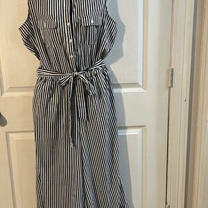 Spense Black and White Striped Jumpsuit